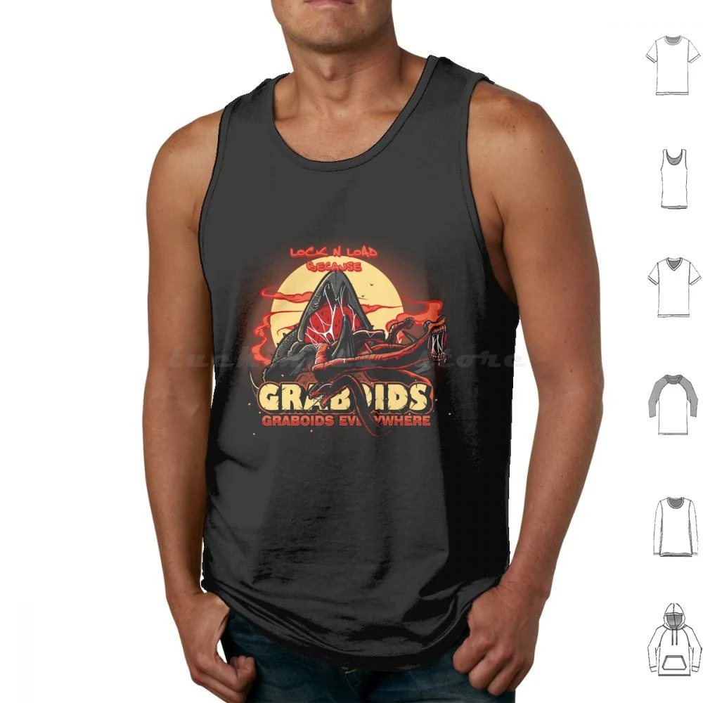 Graboids Everywhere Tank Tops Print Cotton Tremors Graboid Horror Kevin Bacon Graboids Movie Burt Gummer Movies Monster