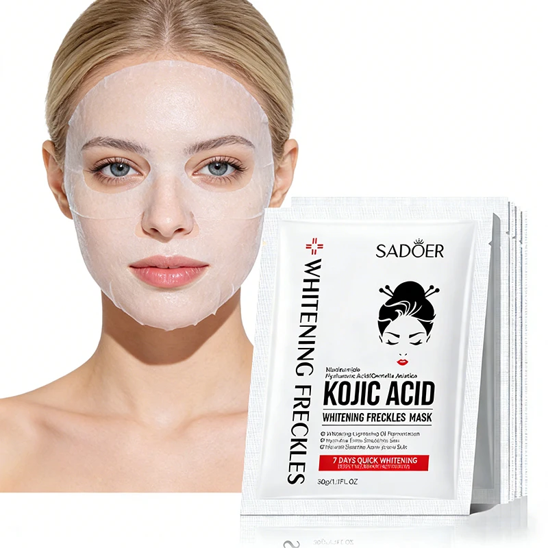 

5pcs SADOER Kojic Acid Face Mask Moisturizing Brightening Hydrating Facial Masks Face Sheet Masks Beauty Face Skin Care Products