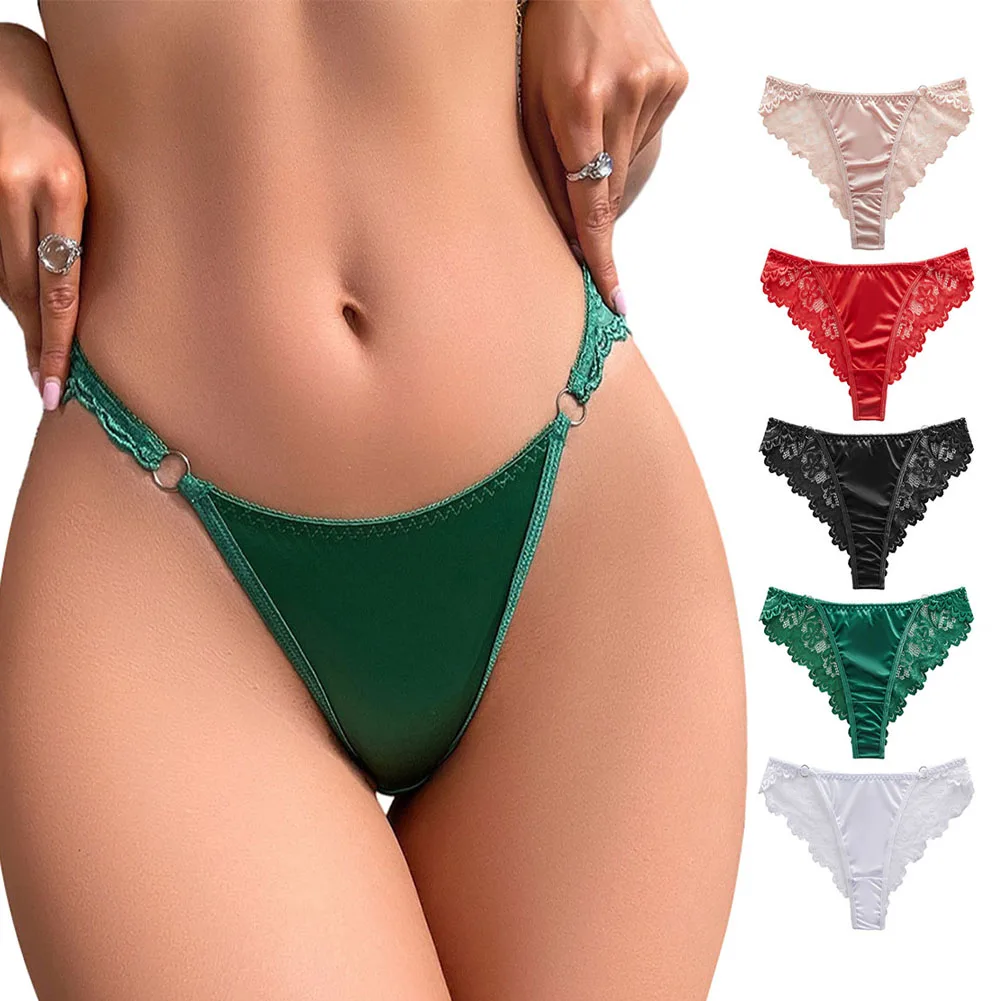 

Women Satin Silky Knickers Sexy Briefs Low Rise Underwear Lace Panties Seamless G-strings Thongs Breathable Lingerie Underpants