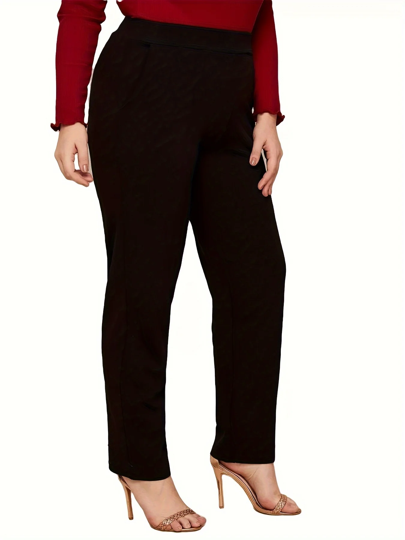 Spring and Autumn fashion new women's plus size business formal wear with solid color straight pants nine-minute pants