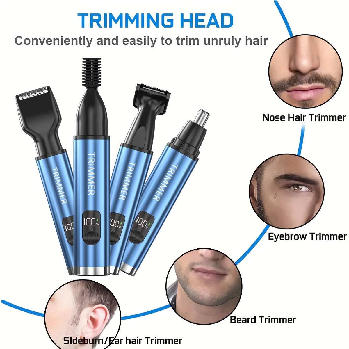 ماكينة تشذيب شعر الأنف الكهربائية أربعة في واحد، ماكينة حلاقة صغيرة لسوالف السوالف، ماكينة تشذيب شعر الأنف