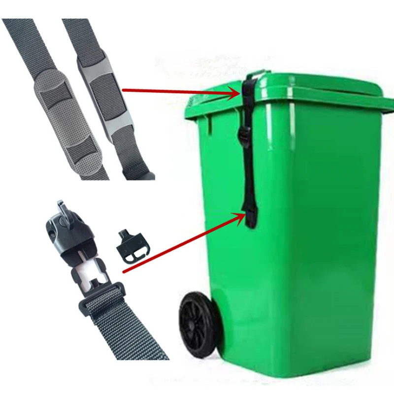 Bin Strap Garbage Lock Trash Can Lid Strap Garbage Can Security System Adjustment