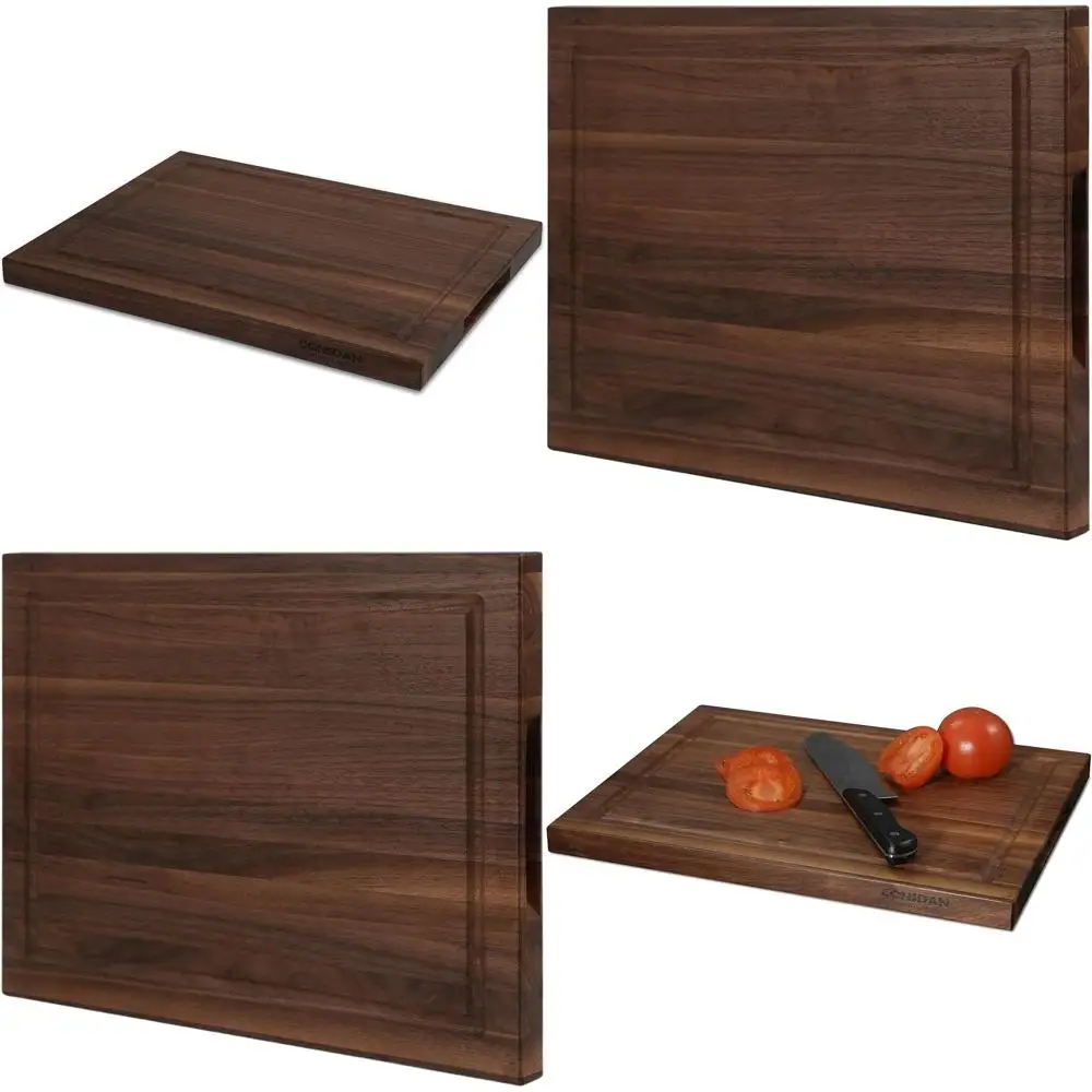 

Доска разделочная из американского ореха 16x12 дюймов с скрытой ручкой, цельнодеревянная, толщиной 1 дюйм, с пищевым масляным покрытием