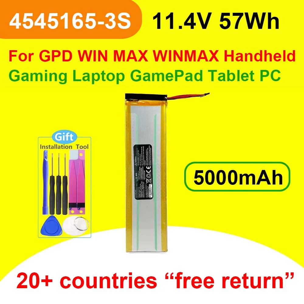 

4545165-3S Battery For GPD WIN MAX WINMAX Handheld Gaming Laptop GamePad Tablet PC Series 11.4V 57Wh 5000mAh Rechargeable