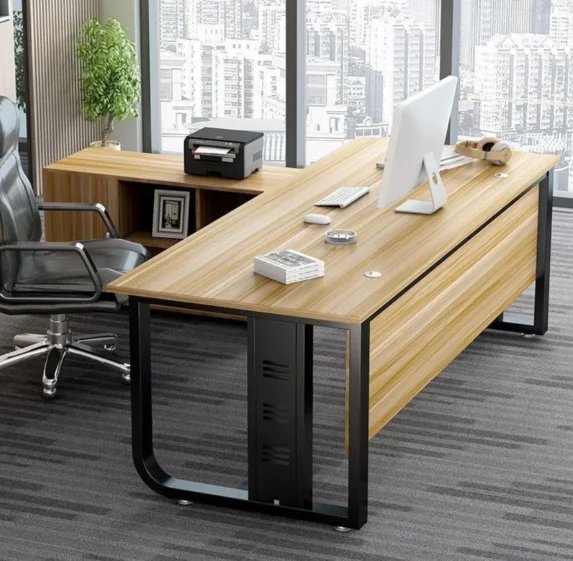 

#Solid Wood Home Office Executive Desk With Ergonomic Chair Commercial Minimalist Modern Boss Desk And Storage