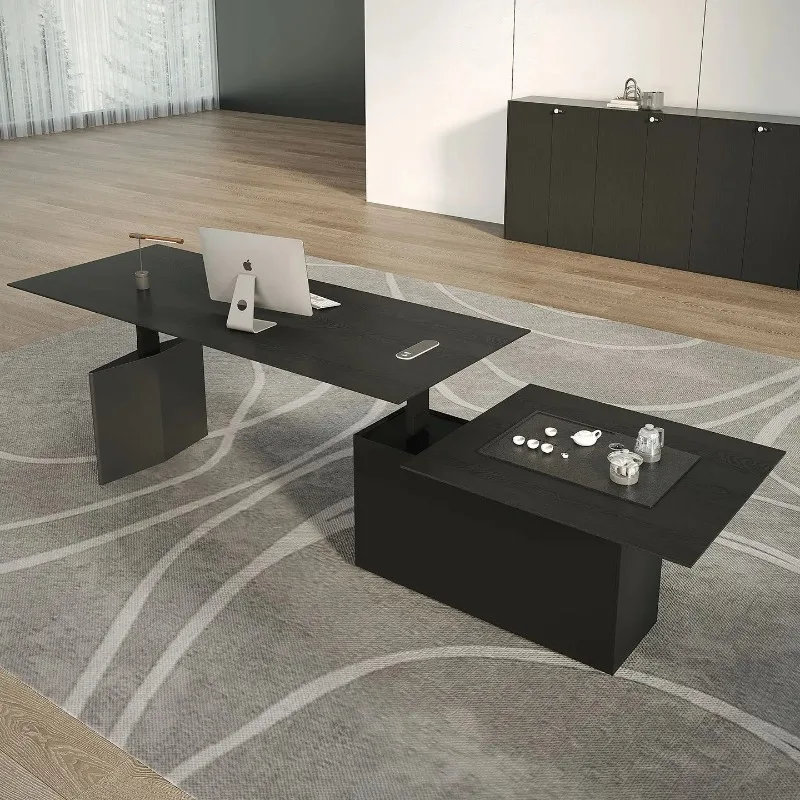 Intelligent electric lifting boss table integrated tea table and chair combination guest reception tea