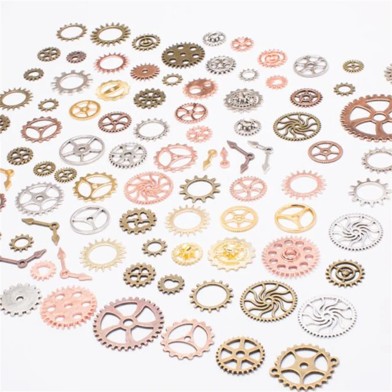 50/100g Random Antique Metal Steampunk Gears Charms For DIY Pendant Necklace Jewelry Phone Craft Making Accessories Supplies