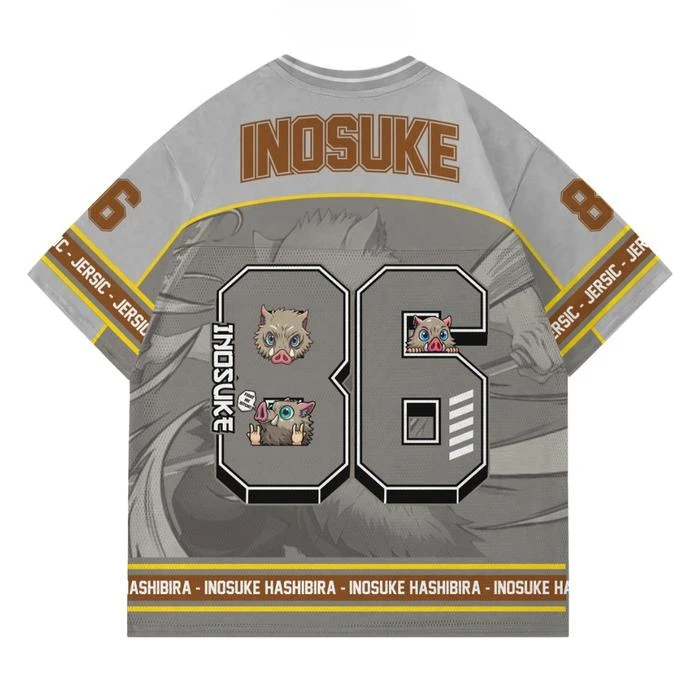 Demon Slayer Inosuke Hashibira Anime Serie Nummer 86 Jersey Oversize Kpop Baseball Hockey Outfit T-Shirt Täglich Unisex Tops T-Shirts