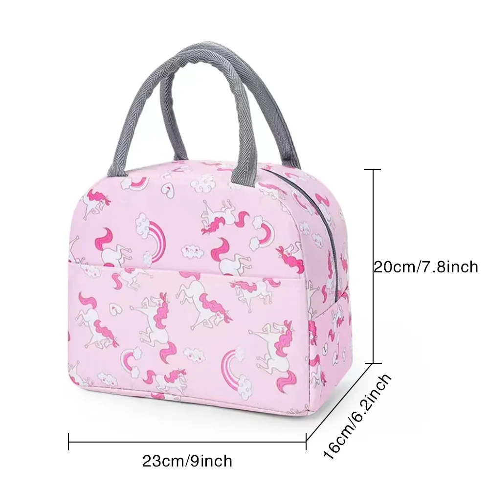 Insulation Lunch Bag Cute Unicorn Embroidery for Girls Kid Stickers Lunch Box Picnic Portable Women  Microwave Safe Dinner Box