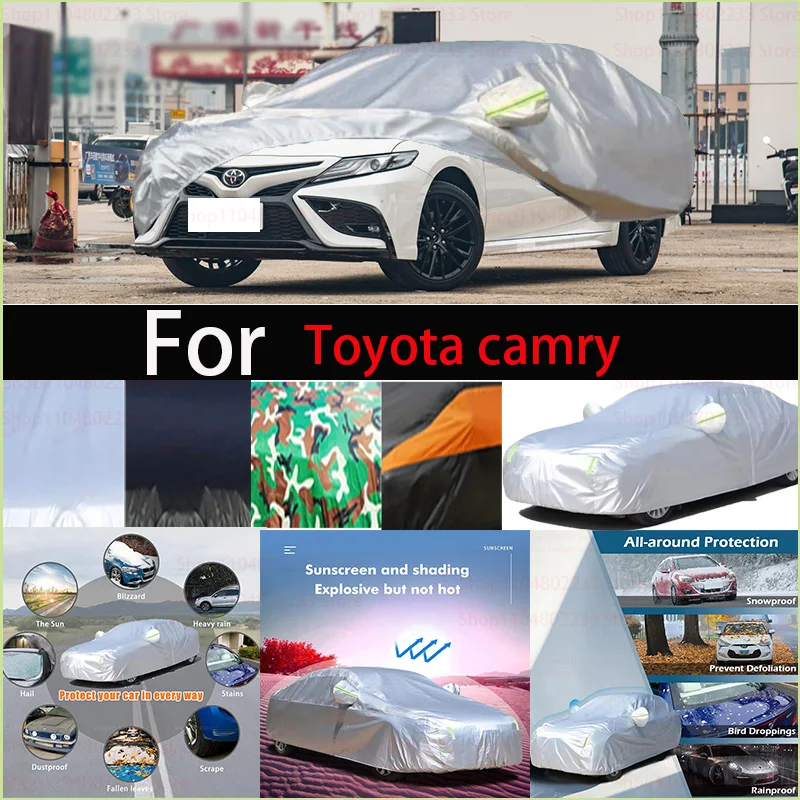 

Для Toyota Camry ветрозащитный автомобильный чехол со светоотражающей полосой, автоматический анти-УФ-солнце, дождь, снег, пыль, краска, защитный чехол
