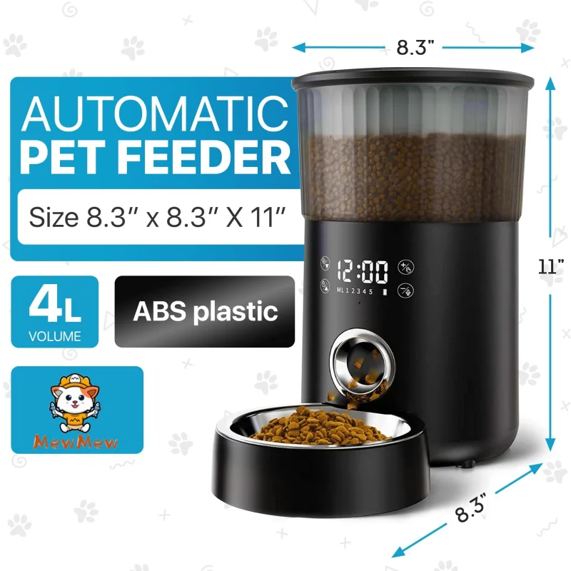 4L Automatic Cat Feeder WiFi Automatic Dog Feeder with APP Control Feeding  Automatic Dog Cat Food Dispenser