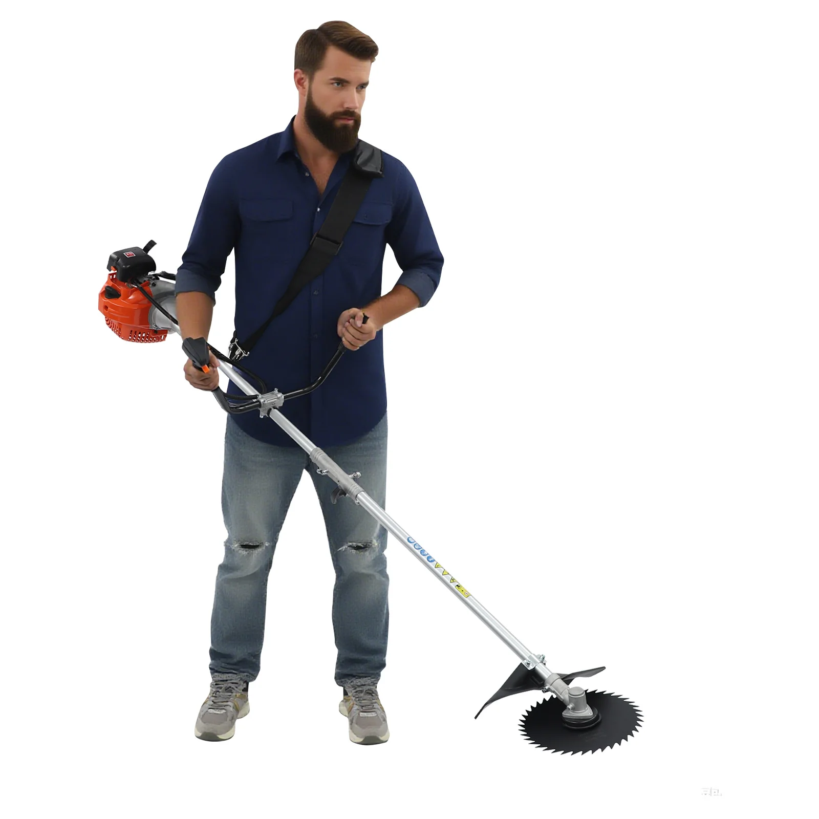 1.25KW Gas String Trimmer, Two Stroke Gas Powered Backyard Shrub Trimming Equipment, 10.07kg Garden Brush Cutter, 42.7cc Displacement Lawn Grass Edger, Three Cutting Heads Petrol Weed Whacker
