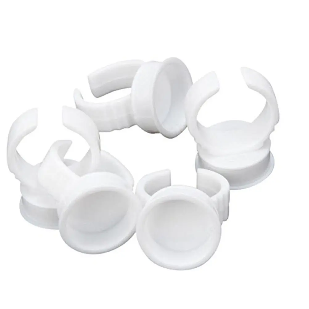 Soportes de anillos de pegamento desechables, herramientas de extensión de pestañas de plástico, fácil aplicación rápida, removedor de imprimación de pestañas, 100 Uds.