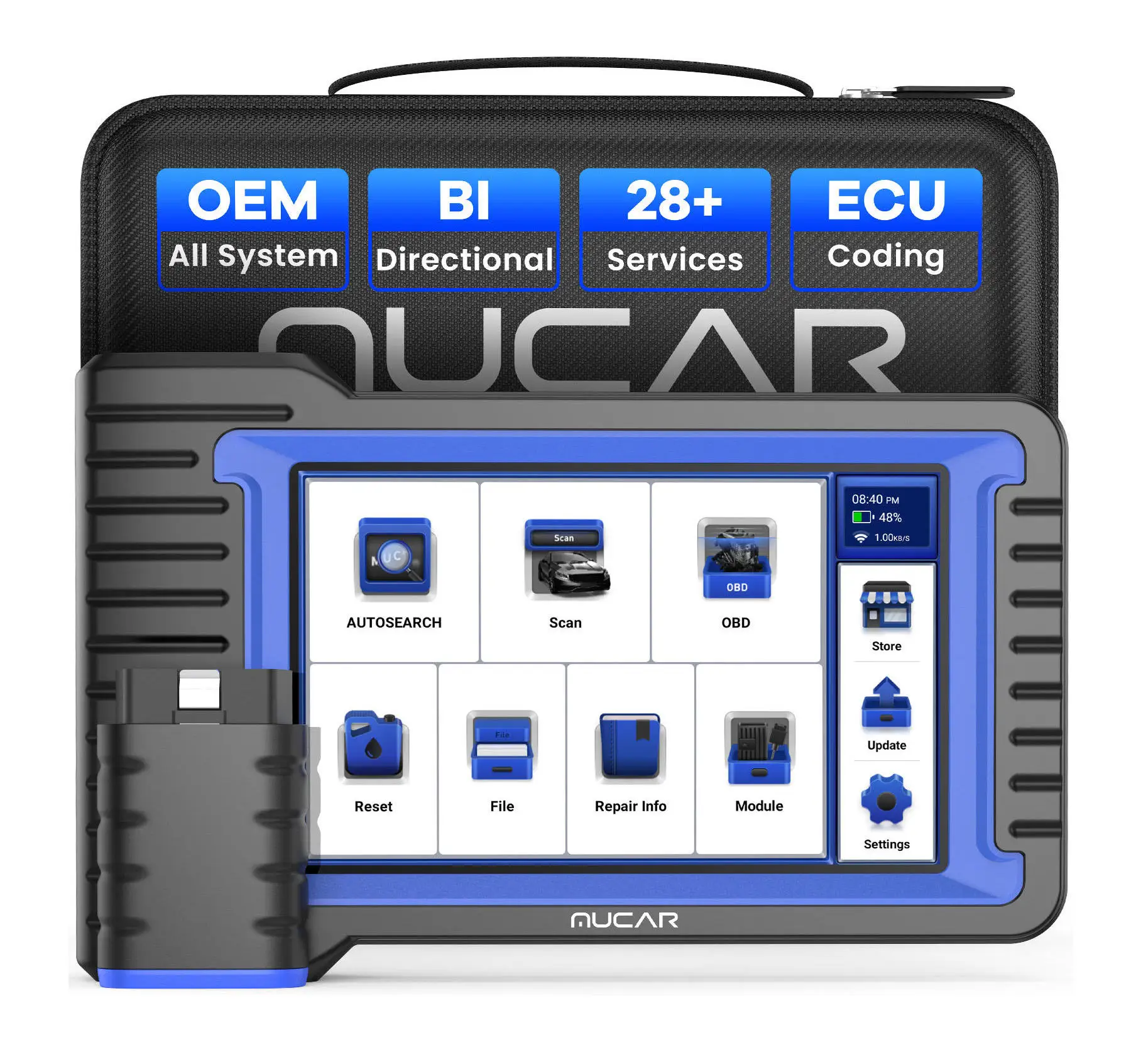 MUCAR VO7S เครื่องมือวินิจฉัยรถยนต์ Obd2 เครื่องสแกนเนอร์ ECU Coding 28 รีเซ็ต Active Test 32G Full ระบบเครื่องสแกนเนอร์รถยนต์เครื่องมือวินิจฉัย