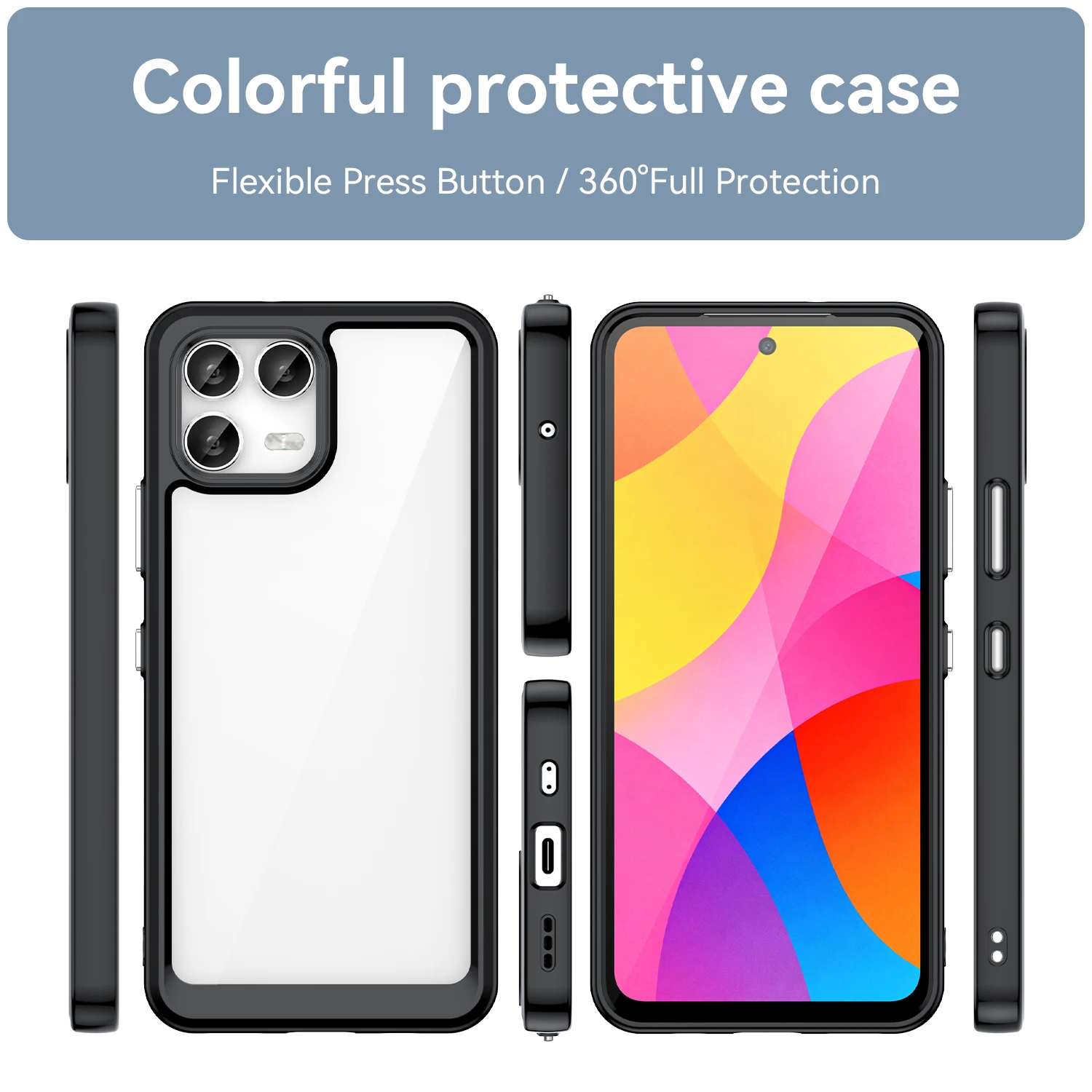 Funda para teléfono T-Mobile REVVL 8 Pro con diseño colorido, funda negra para T Phone 3 Pro
