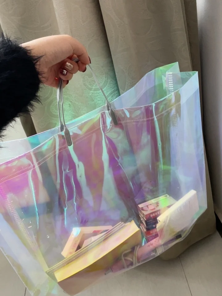 Laser Hologram Holographic Bag Easy Carry Sympony Shopping Big Volume Bag Gift Package Store Promotion