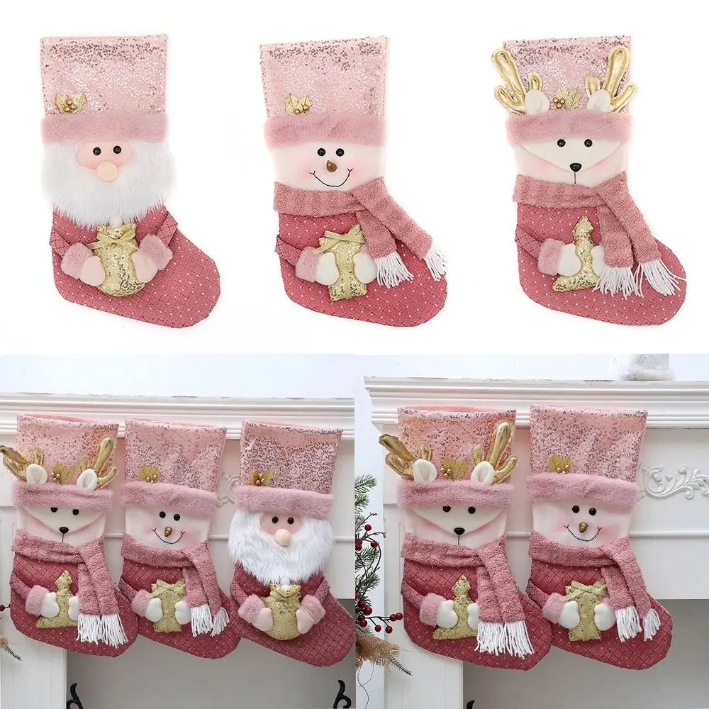 Christmas Decor Plush Decoration Christmas Sock Large Size Party Supplies Christmas Stocking Santa Claus Cloth Candy Bags