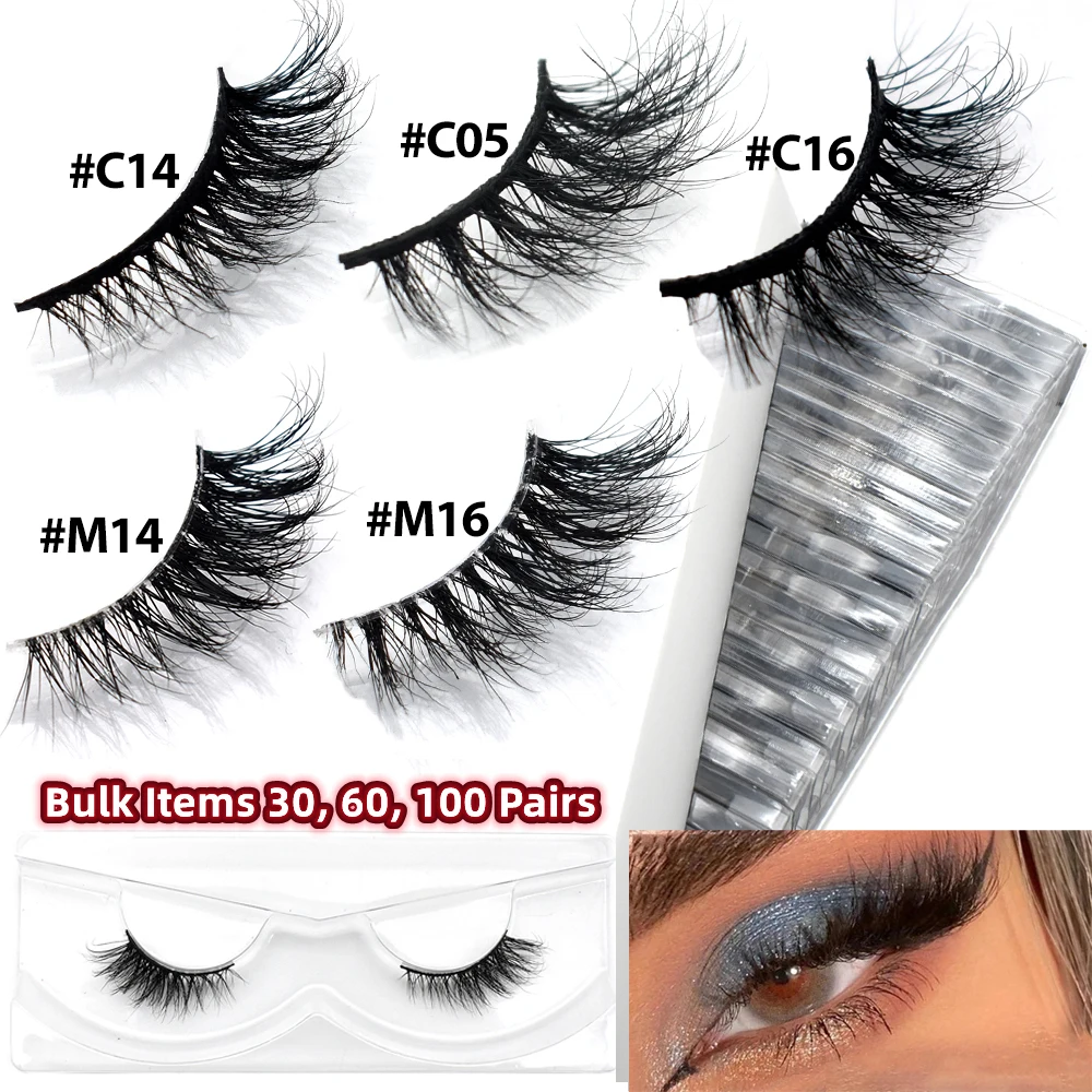 

Bulk Items 10/30/60/100 Pairs Mink Half Lashes Natural Long Fluffy Wispy Half False Eyelashes Extension Lightweight Short Lashes