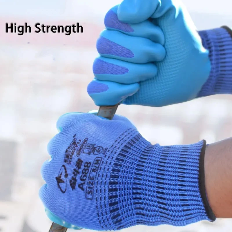 1/Pair Waterproof Super Grip Working Gloves Rubber Coated For Garden Repairing Builder Anti-Slip Wear-Resistant Garden Gloves