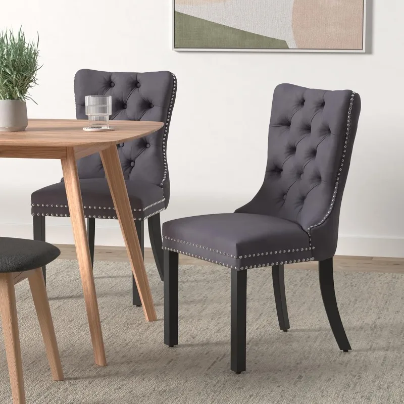 

Dining chair set of 2, upholstered tufted dining chair, armless kitchen chair with solid wood legs