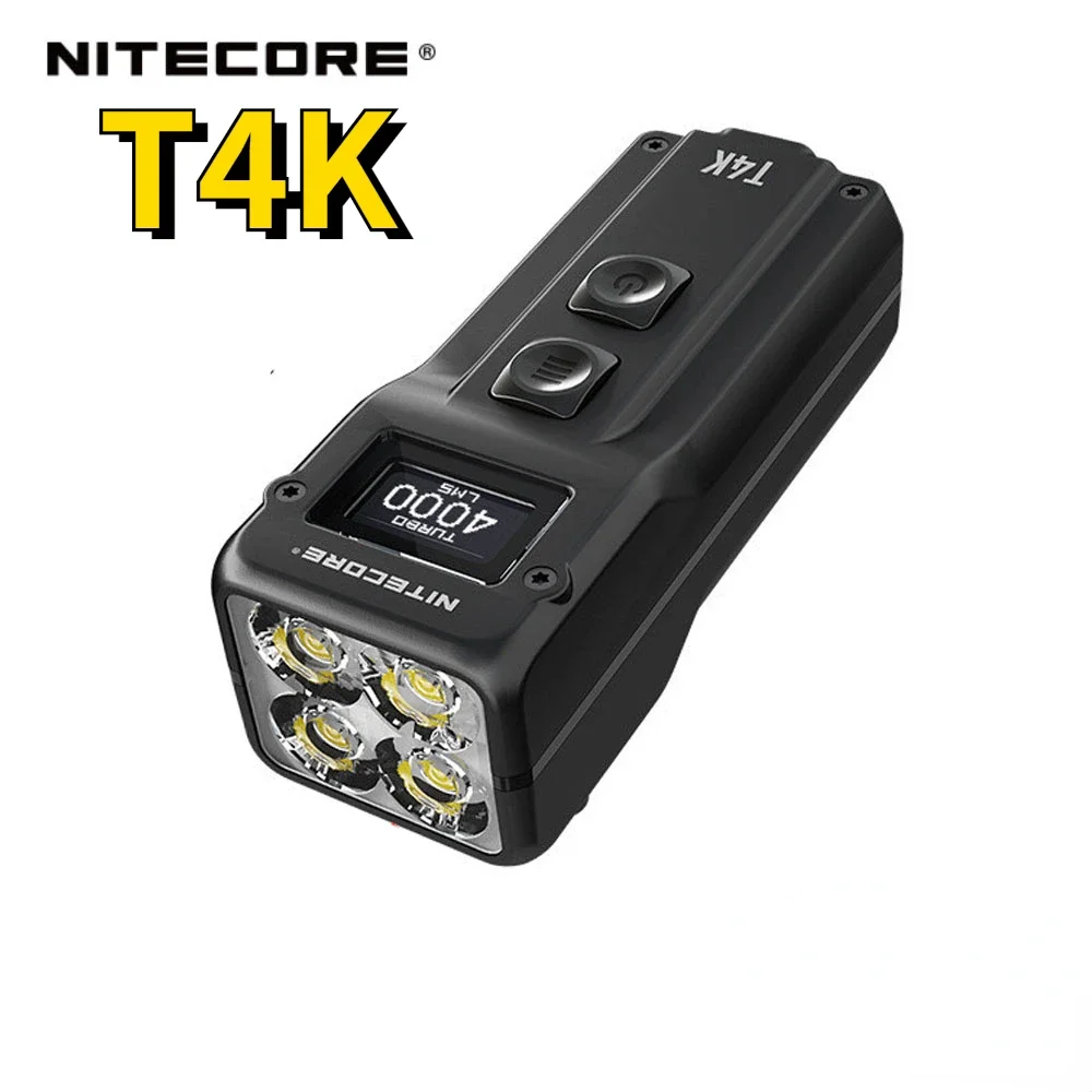 NITECORE T4K Quad-Core Intelligent Keychain Flashlight 4*XP-L2 V6 LED max 4000 lumen throw 209 meter mini Torch bulit-in battery