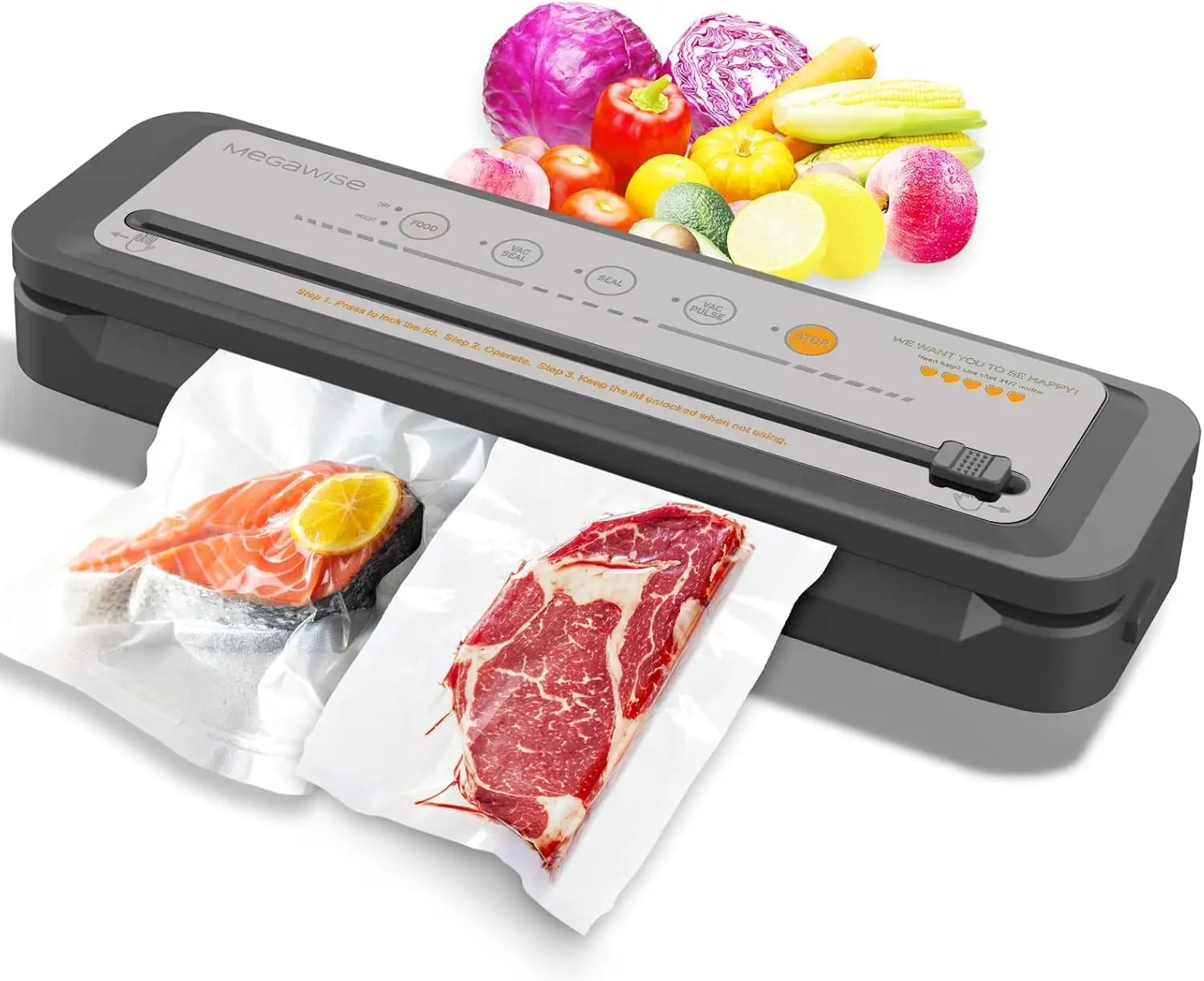 

2023 Updated Food Vacuum Sealer with 4 Types & 3 Bag Options, Built-in Cutter for Fresh Storage of All Food Types