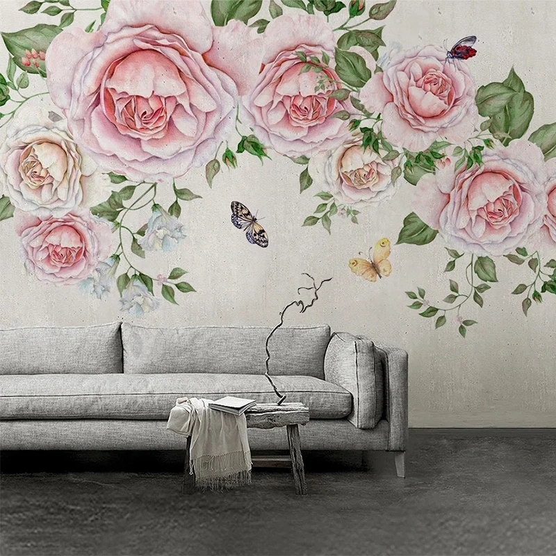 Custom Any Size Mural Wallpaper Hand Painted 3D Rose Flower Fresco Modern Living Room Bedroom Background Wall Home Decor