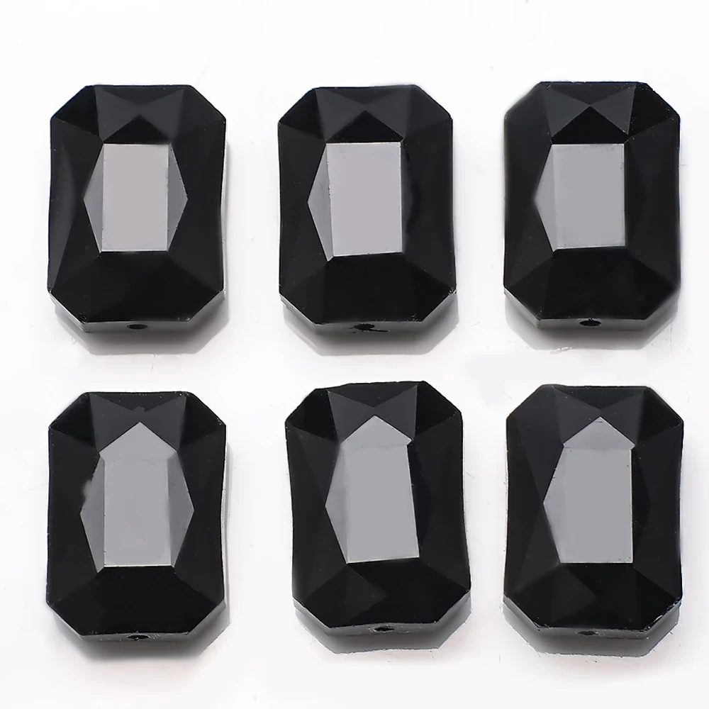 10 Pcs Crystal Rectangular Pendant 13x18MM Long Square Faceted Glass Flat Beads For DIY Making Necklace Earing Decoration