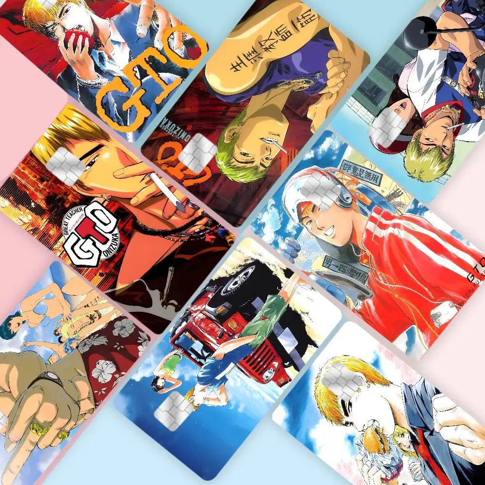 Autocollant de protection mat pour carte bancaire, crédit ou débit, motif Anime Great Teacher Onizuka GTO, or, argent, noir