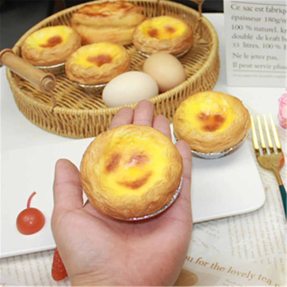 

Artificial Egg Tart Model Fake Food Prop Miniature Dessert Cake Display Bakery Window Showcase Simulation Photography Ornament