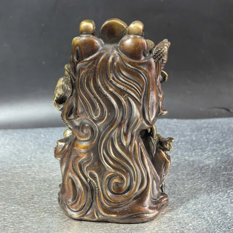 Gilt Bronze Statue of the Eighteen Arhats Shakyamuni Buddha Subduing Dragons and Tigers, Decorative Piece for Home Living Ro
