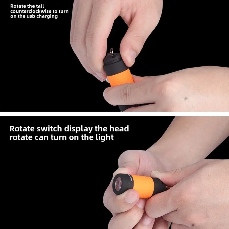 Mini Flashlight USB Charging LED Outdoor Small Keychain Light, Convenient Plastic Flashlight