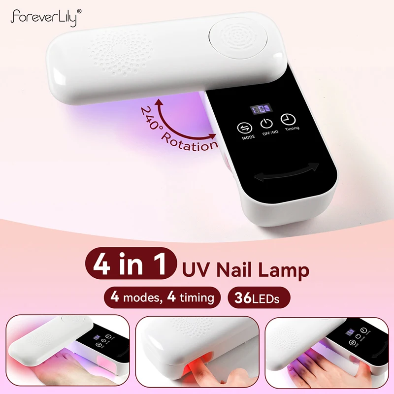 

Rotatable UV LED Nail Lamp 4 Light Modes Professional Gel Nail Dryer Fast Curing Manicure Machine Portable Nail Art Salon Tool