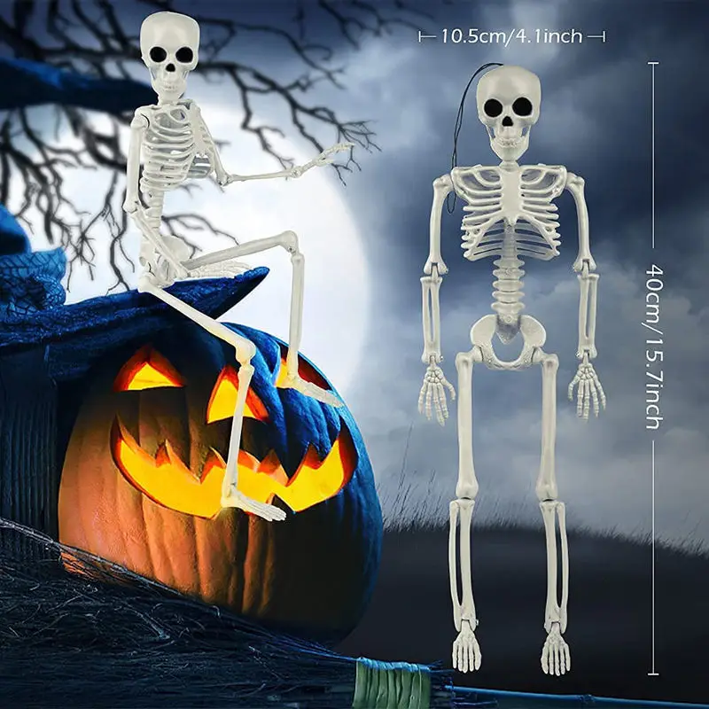 

40cm Halloween Realistic Skeleton Frame Haunted House Horror Prank Decorative Props Skeleton Scare Hanging Decoration