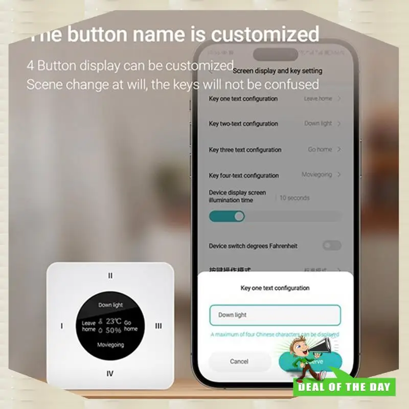 

24-часовая доставка Ks1pro Беспроводной переключатель 2 шт. Многоклавишный интеллектуальный сценный пульт дистанционного управления Датчик температуры и влажности Дисплей