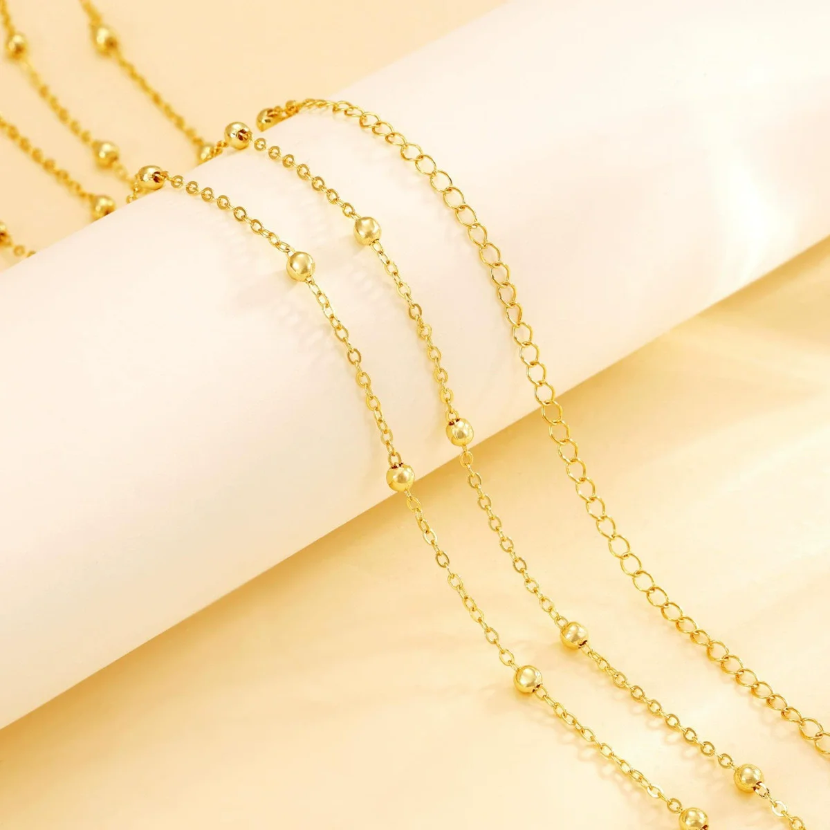 Chaîne de taille ronde en perles pour femmes, en acier inoxydable, couleur or, Simple, en métal, Double couche, chaîne de ventre réglable, nouvelle collection 2025
