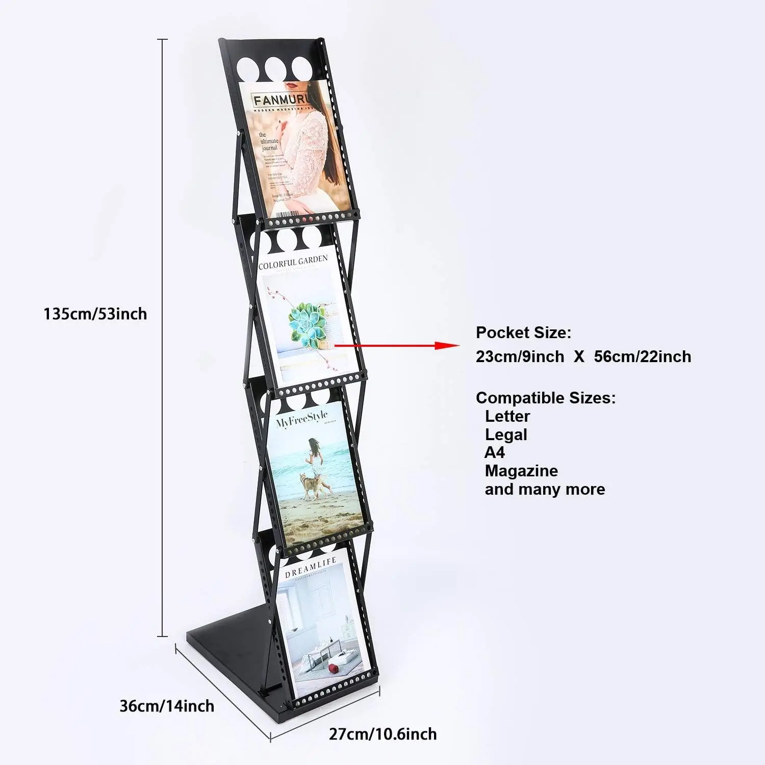 4-Pocket Literature Display Rack for Brochures, Magazines, Catalogs - Portable Trade Show Stand