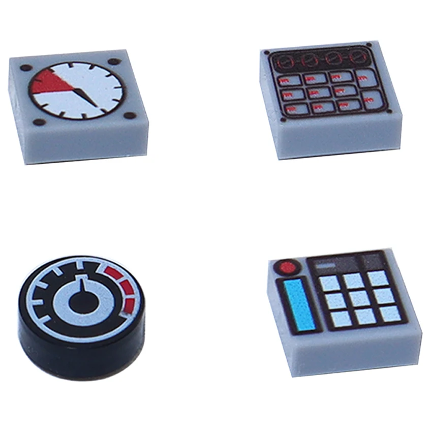 Gauges Controls Center Radar Screen Keypad Pattern Tile Building Blocks Printed 2x2 3069 3039 Slope Bricks City MOC Parts Toys