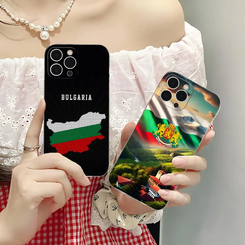 Funda de teléfono móvil con bandera de Bulgaria para iPhone 16 15 14 13 12 11 X XR XS 8 6 Pro Max Plus Mini cubierta de Color transparente cubierta de lujo