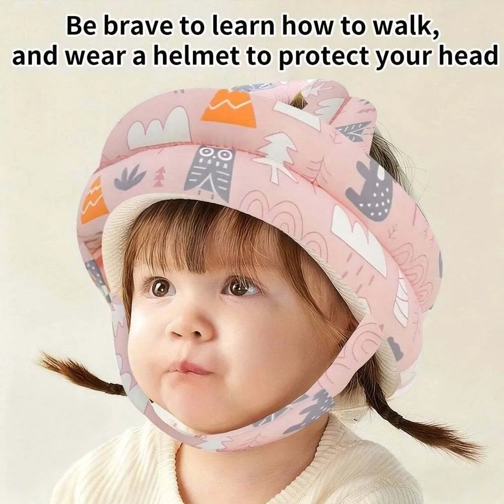Adjustable Strap Safety Helmet Soft Cotton Lightweight Infant Cap Thick Padding Flexible Fit Head Protector Living Room