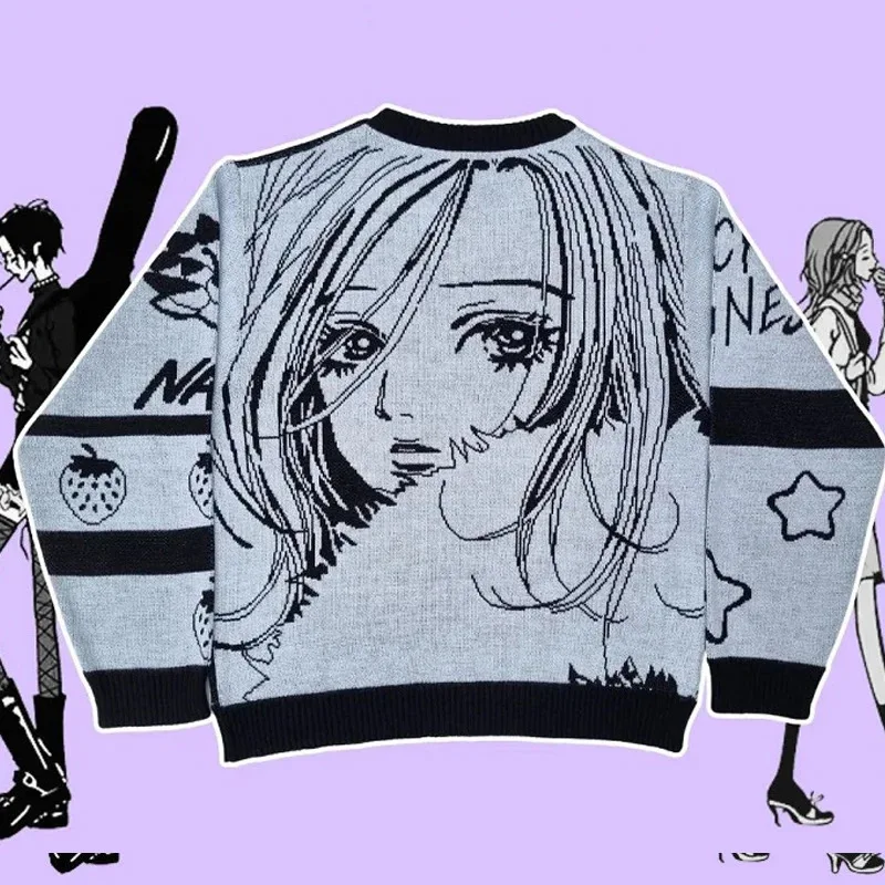 New Trendy Autumn/Winter Cartoon Crewneck Sweater Knit Long Sleeve Loose Hip-Hop Unisex Top