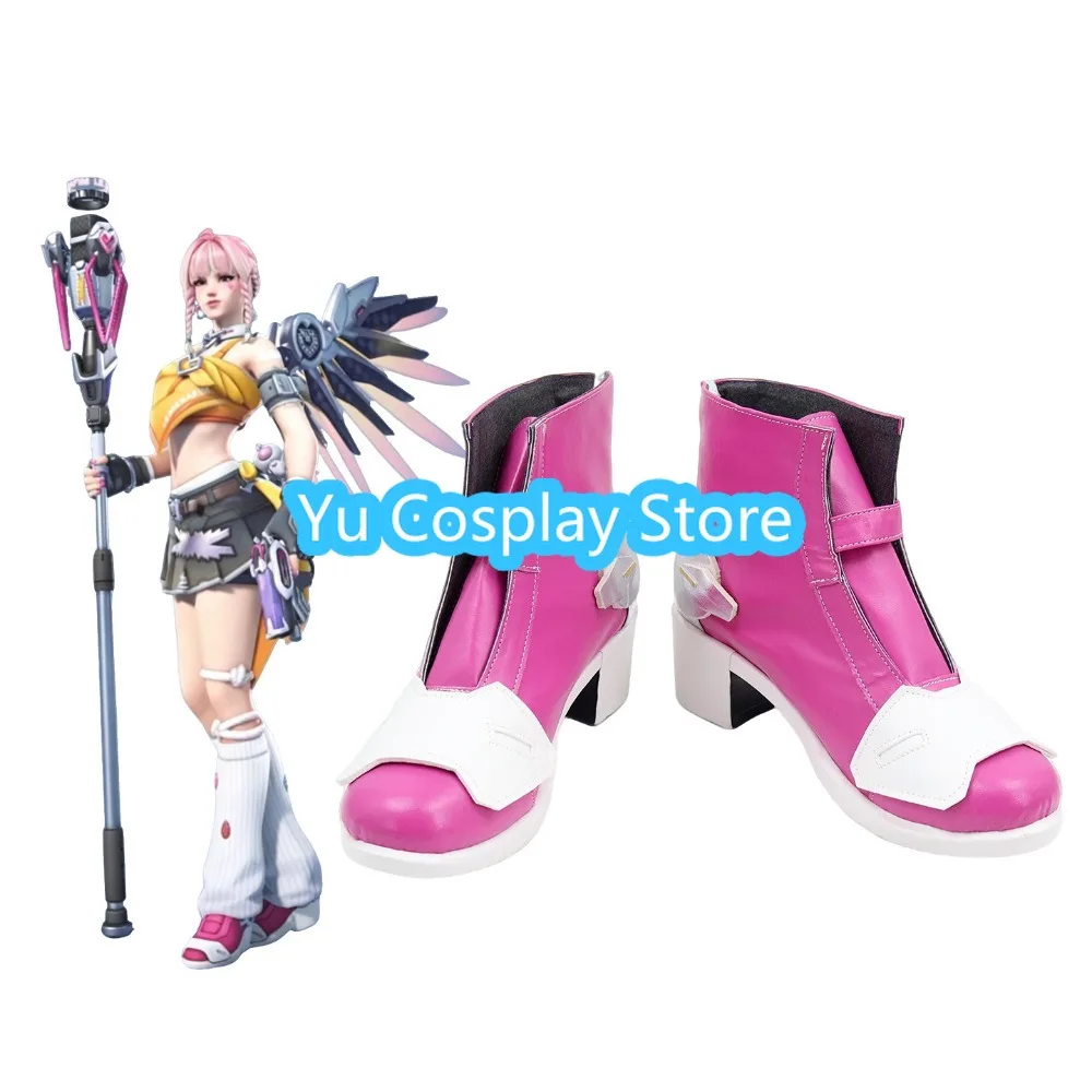 Shoe Game Role Playing Shoes Girl Group PU Leather High Heel Boots Custom Halloween Party