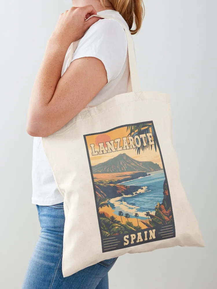 

Lanzarote In Spain Vintage Canary Islands Travel Art Tote Bag Lady bag tote bag woman hand bags