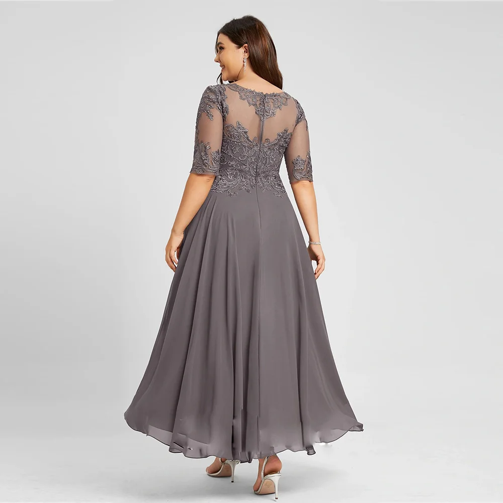 FELICITY Plus Size Suknie dla matki panny młodej A-line O-neck Suknia ślubna Koraliki Aplikacje Vestidos para Mujer Elegantes