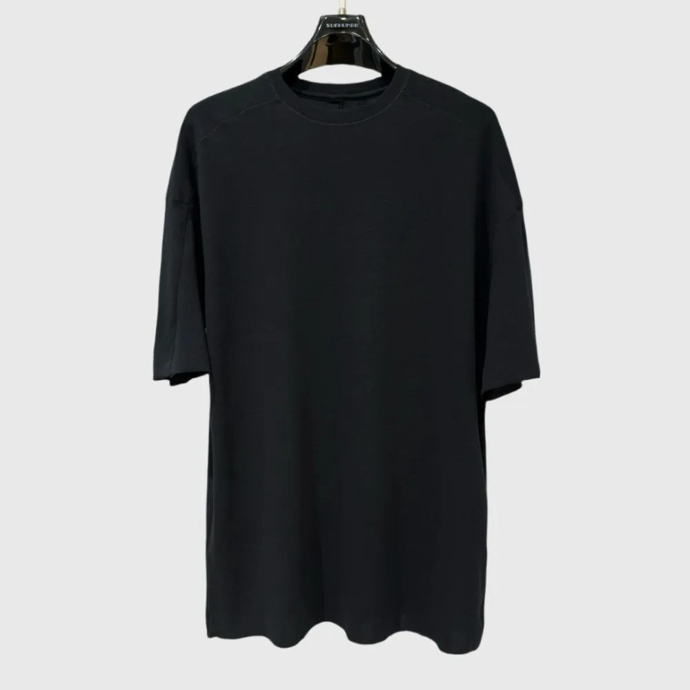 Dark RO High Street Cotton Tees T Shirt Men's Classic Basic Minimalist Unisex Three Dimensional Cutting  Round Neck T-shirt Tops