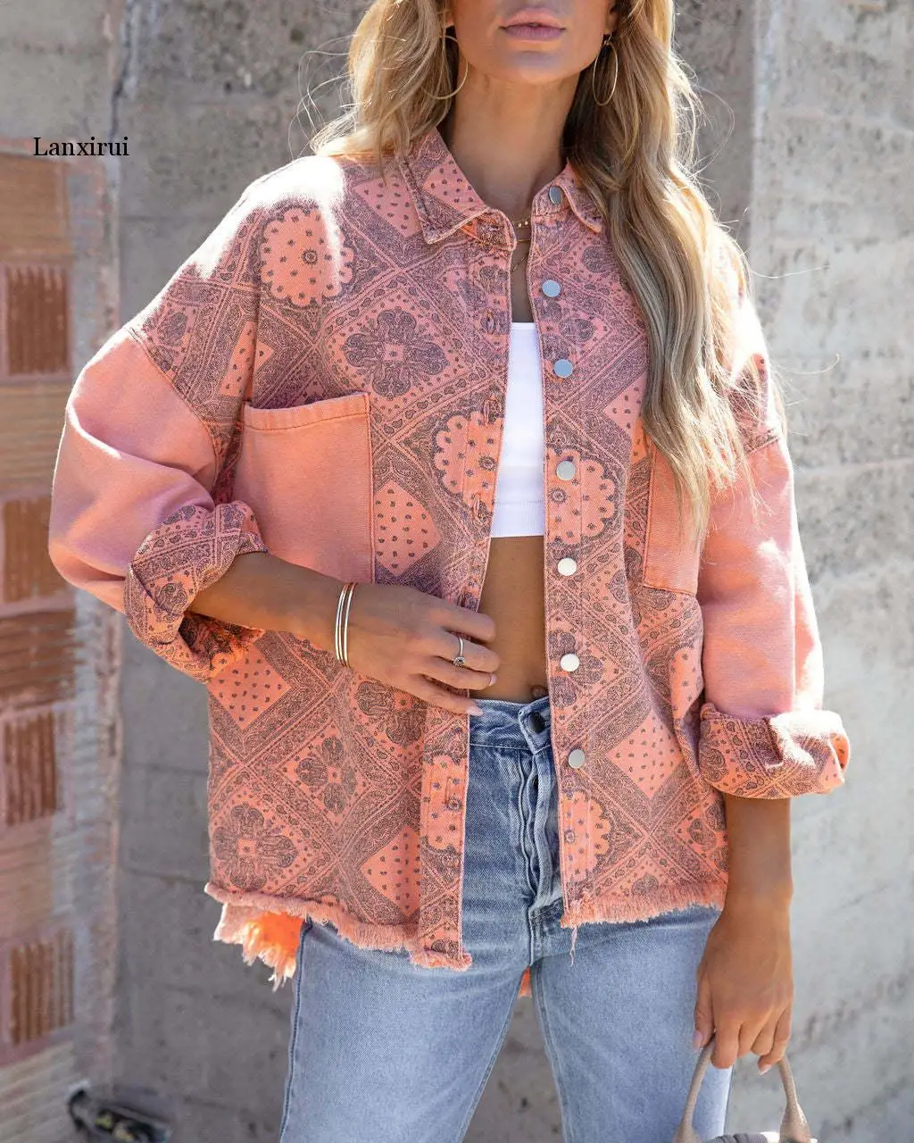 Blusas Blouse Patchwork Panelled Loose Boyfriend Mujer de moda  Kimono Cascading  Blouses   Womens Tops