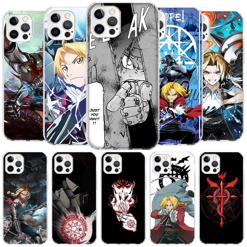 Fullmetal Alchemist Anime Cover Phone Case For iPhone 16 15 14 13 12 Mini 11 Pro Max X XS 7 Plus 8 + SE 2020 Soft Fundas Shell