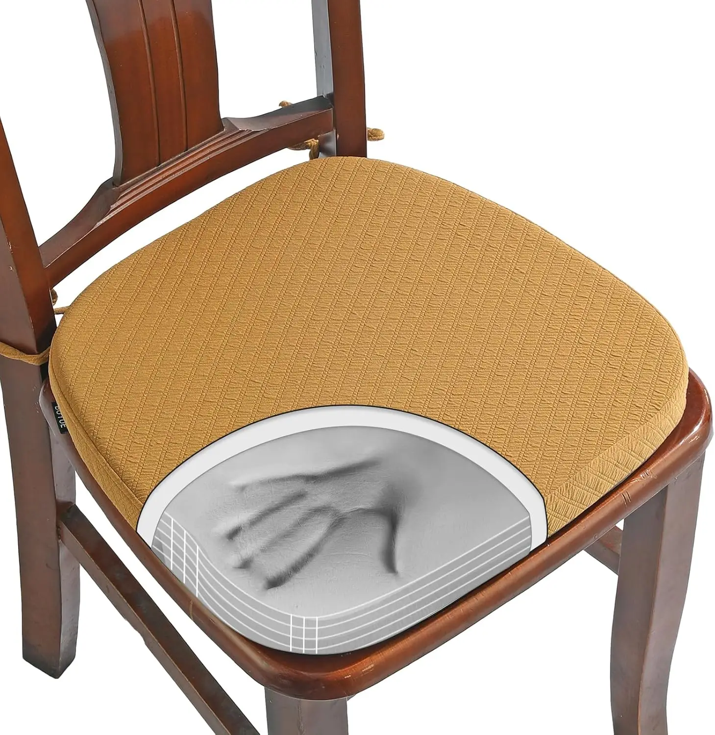 

Роскошная подушка для стула из 100% чистой пены с эффектом памяти, 1 упаковка, жаккардовая, U-образная форма 16 дюймов, удобная подушка для обеденного стула, съемная, нескользящая