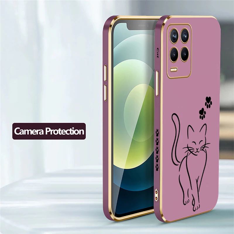 Line Cat Case For Realme Narzo 20 Pro 20A 60X 50i 50A Prime 50Pro Note 60 GT Master V5 V25 U1 Q3Pro Carnival Anti Scratch Covers view 5