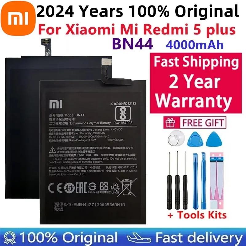 

For Xiao Mi Mobile Phone Battery 4000mAh High Capacity Polymer Replacement Strong Endurance Battery BN44 For Xiaomi Redmi 5 Plus